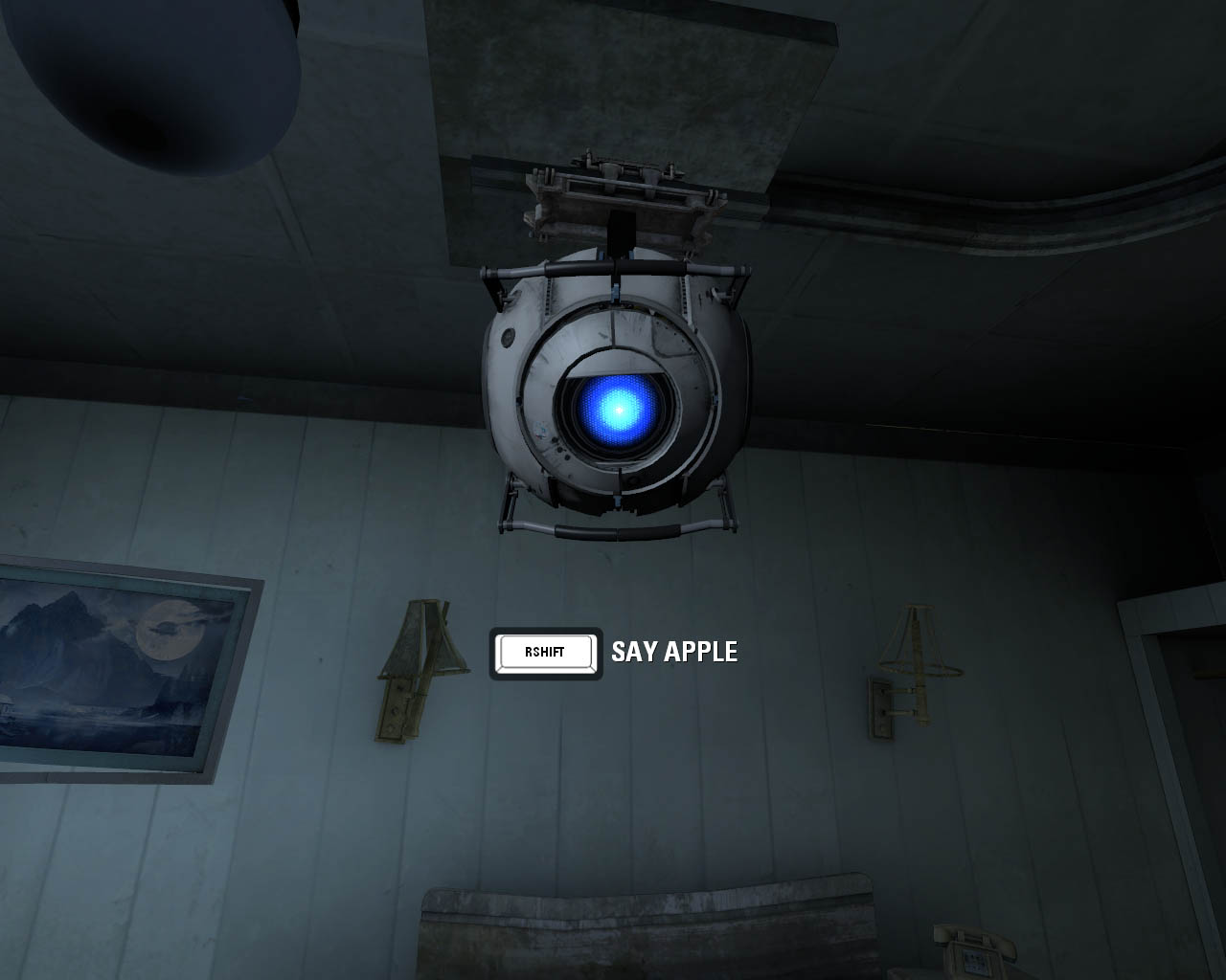 Voice portal. Брелок Уитли Portal 2. Портал Apple. Wheatley say Apple. Воронка перед комнаты с Уитли.